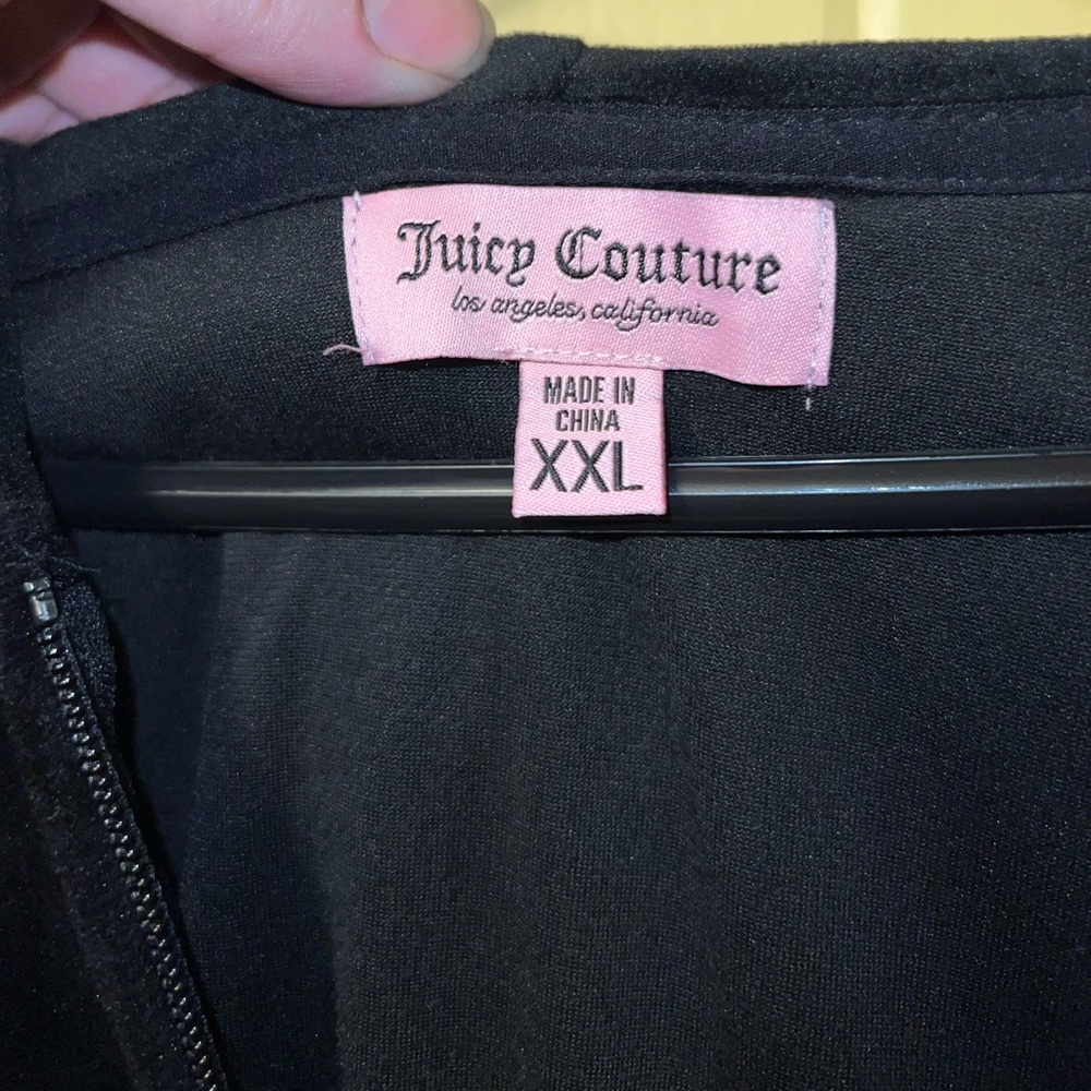 Juicy Couture Black Velour Silver Bling Tracksuit Top-XXL Bottoms- L - Picture 15 of 15